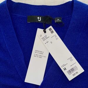 Sold Out NWT Uniqlo +J Blue Fine Wool V-Neck Cardigan Sweater Medium Jil Sander